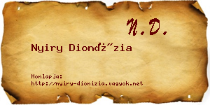 Nyiry Dionízia névjegykártya